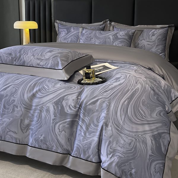 luxury 100% cotton top bedding set high end geometric print duvet cover four piece for home/hotel quality grade