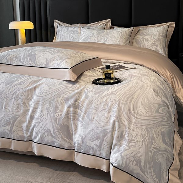luxury 100% cotton top bedding set high end geometric print duvet cover four piece for home/hotel quality grade