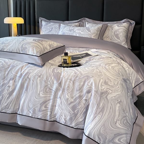 luxury 100% cotton top bedding set high end geometric print duvet cover four piece for home/hotel quality grade