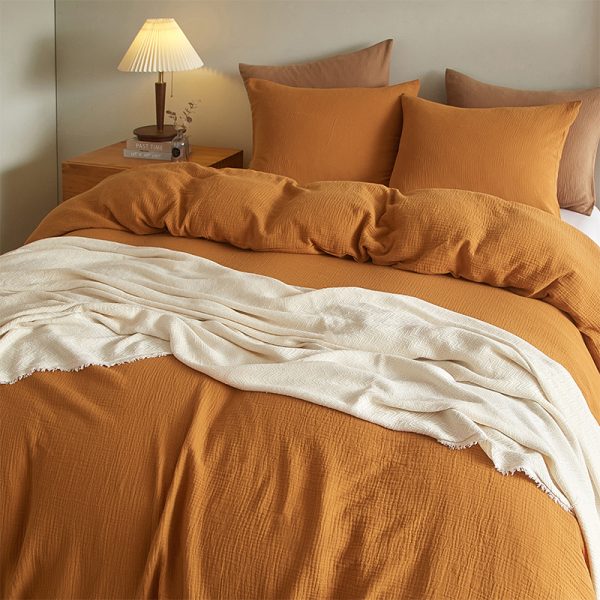 new fashion 100% cotton gauze duvet cover set high quality 3 piece hotel muslin bedding for home hospital double size custom