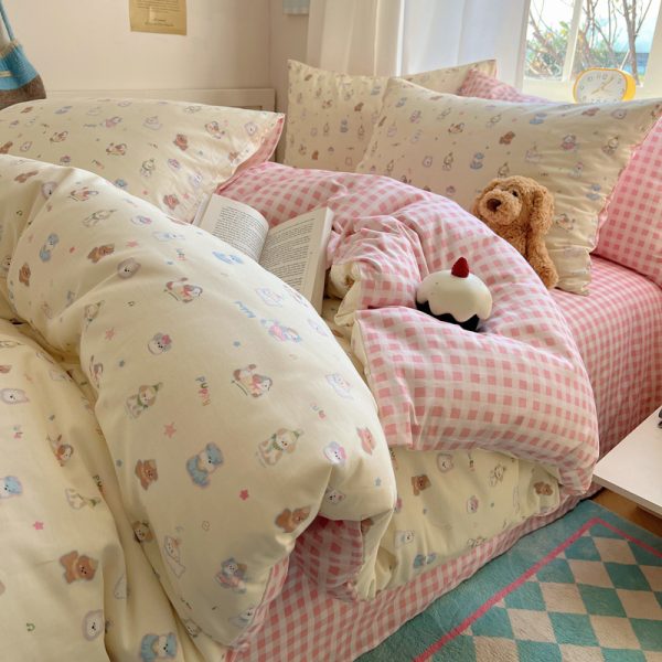 fresh and light style bed set of four pieces pillowcases duvet cover comfort all cotton four piece set