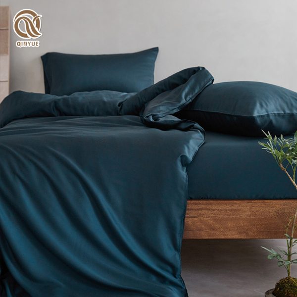size full king bedding 100% eucalyptus fitted flat sheet 2 pillowcases silky organic lyocell bed sheets