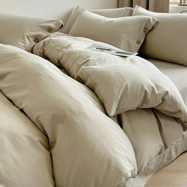 high quality 4 piece duvet cover set wholesale color washed cotton bedding quilt sheet set luxury bedding