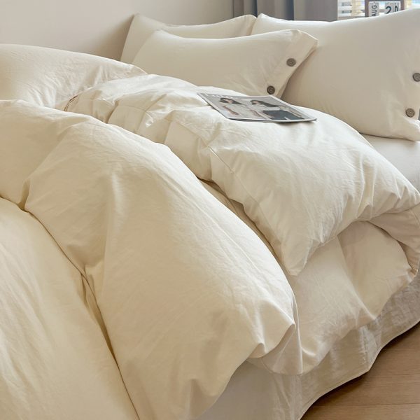 high quality 4 piece duvet cover set wholesale color washed cotton bedding quilt sheet set luxury bedding