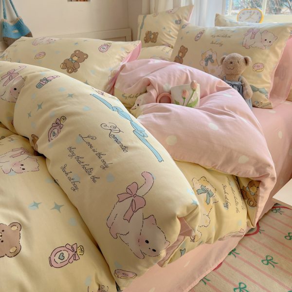 fresh and light style bed set of four pieces pillowcases duvet cover comfort all cotton four piece set