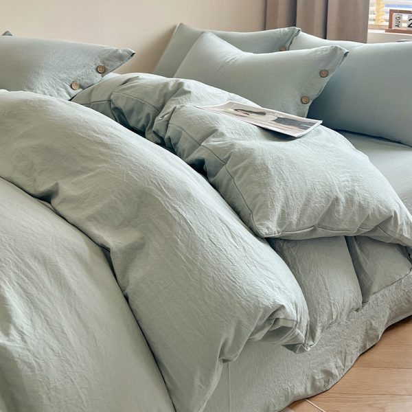 high quality 4 piece duvet cover set wholesale color washed cotton bedding quilt sheet set luxury bedding
