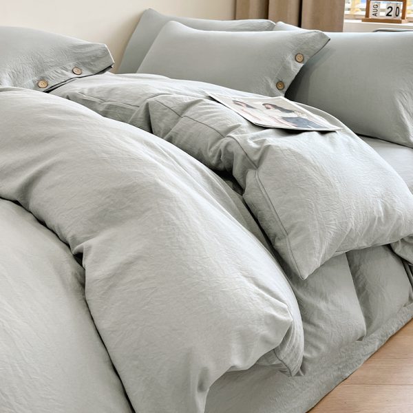 high quality 4 piece duvet cover set wholesale color washed cotton bedding quilt sheet set luxury bedding