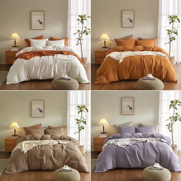 new fashion 100% cotton gauze duvet cover set high quality 3 piece hotel muslin bedding for home hospital double size custom